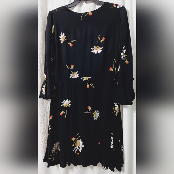 Free People Womens Time On My Side Floral Print Bell Sleeves Wrap Dress Black M - Picture 4 of 16